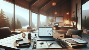 Rustic remote work environment with a client resource dashboard for consultants using a PWA